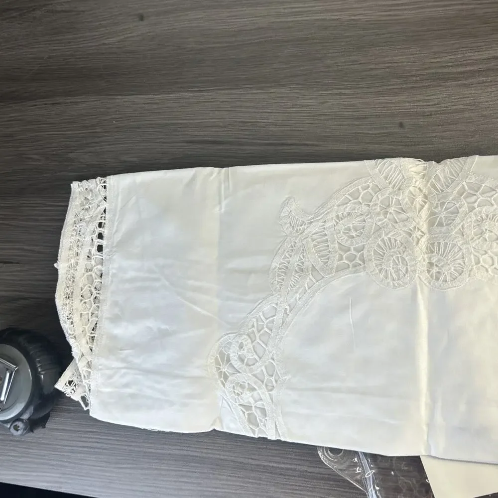 Battenburg Lace White Cotton Sham Pillow Case 21